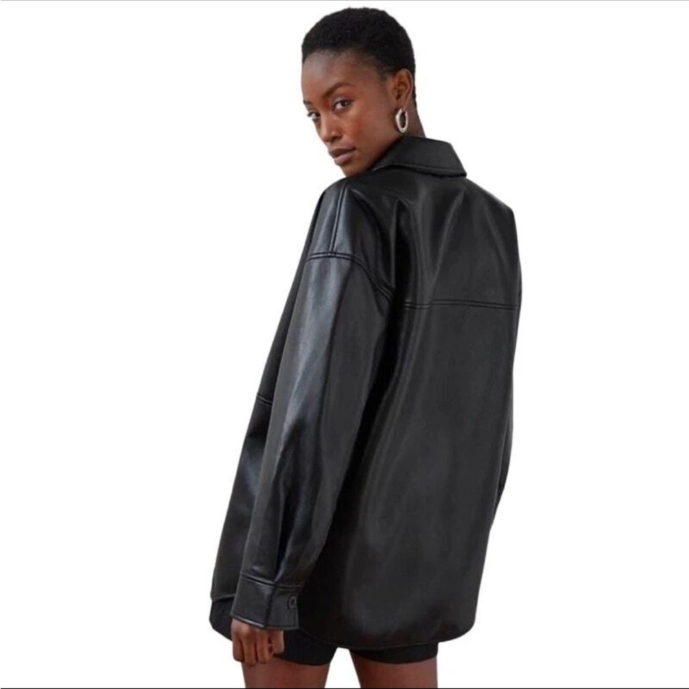 Babaton Aritzia Pelli black vegan leather shirt jacket size S - Picture 2 of 7